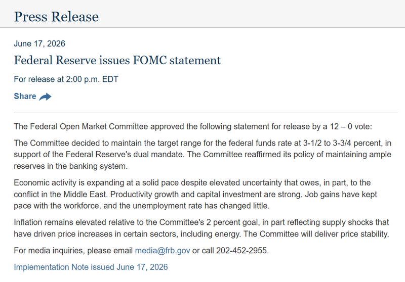Fed statement