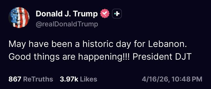 Trump Truth Scoail - Lebanon