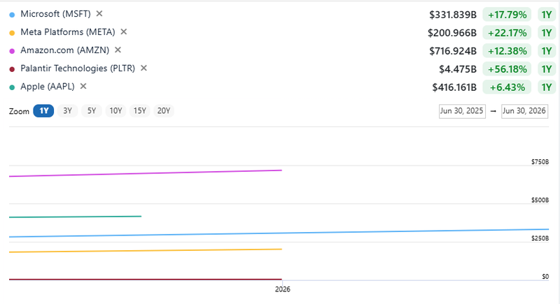 Palantir met amzn msft revenue